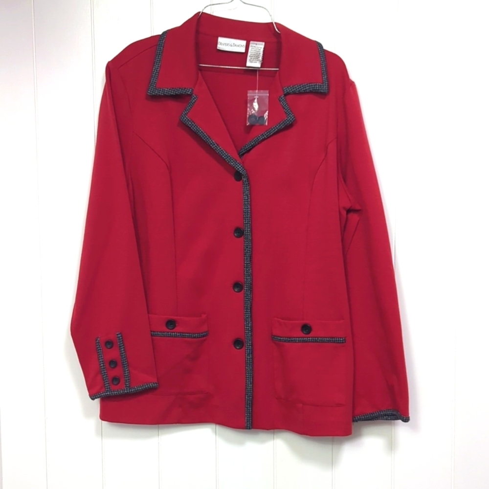 🎵⭐NWT Draper's and Damon's Red Houndstooth Coat